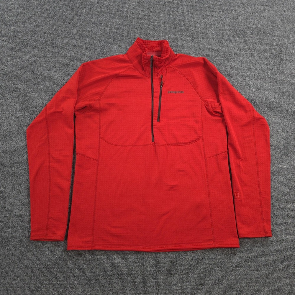 Patagonia Jacket Mens Large Red R1 Regulator 1/2 Zip Grid Fleece Pullover Hiking